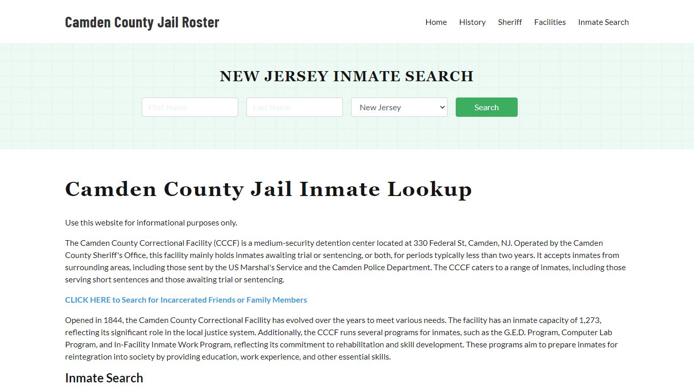 Camden County Jail Roster Lookup, NJ, Inmate Search